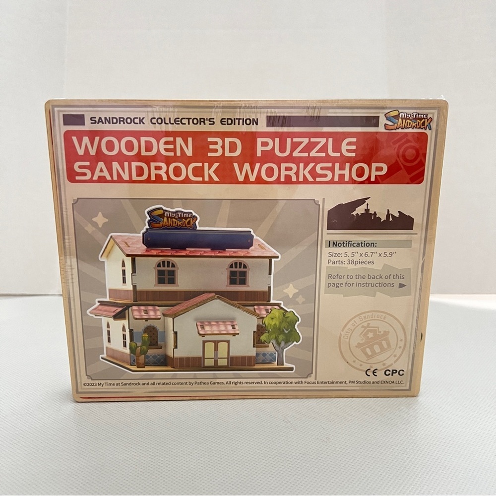 Wooden 3D Puzzle Sandrock Workshop 38 Pieces Size 5.5" X 6.57" X 5.9" New Art